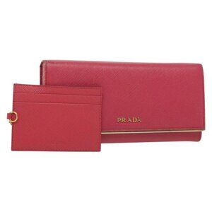 PRADA Long Wallet Safiano leather Pink Gold Auth sw1442